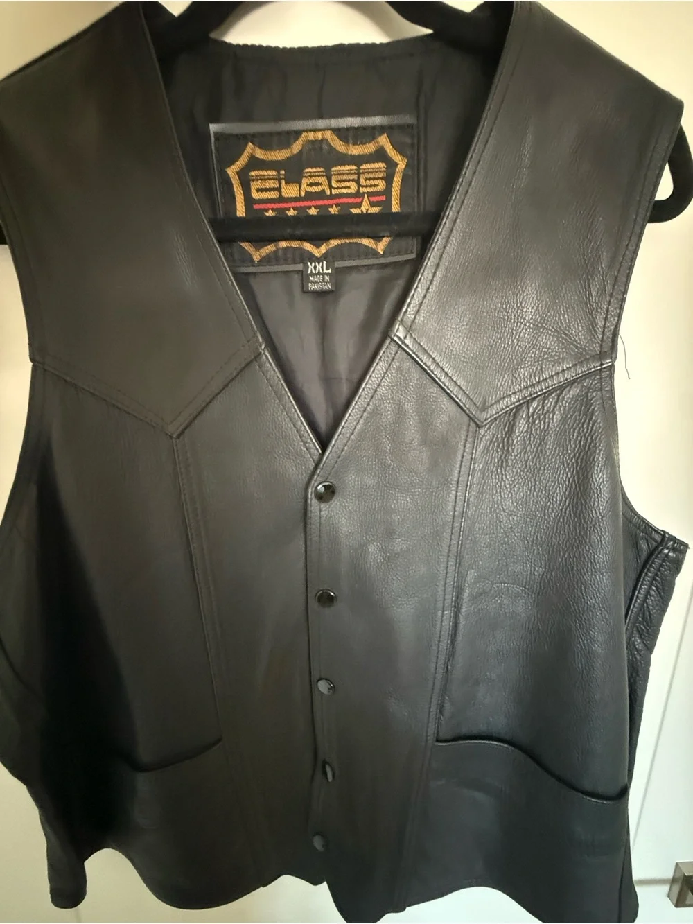 Motorcycle Leather Vest - Black